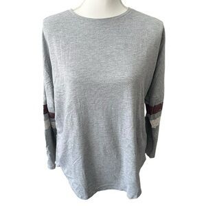 About‎ A Girl Gray NY Home Graphic Long Sleeve Top with Striped Sleeves